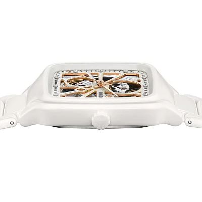 Rado True Square Gent Automatic Skeleton Sparkling L White Ceramic Diamonds R27073722
