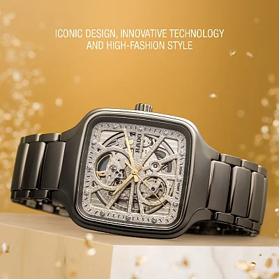 Rado True Square Gent Automatic Skeleton Sparkling L Grey Ceramic Diamonds R27083722