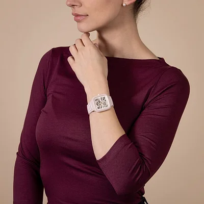 Rado True Square Lady Automatic Skeleton L Light-Pink Ceramic R27123012