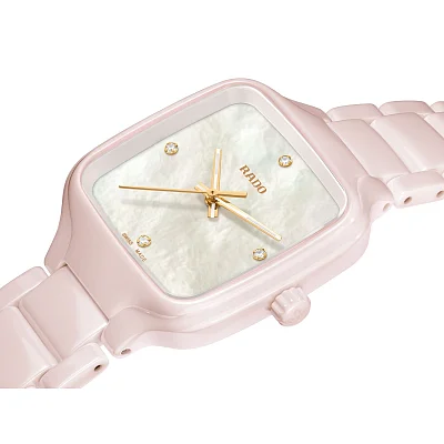 Rado True Square Lady White Pearl Diamonds S Pink Ceramic R27181902