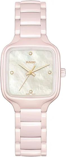 Rado True Square Lady White Pearl Diamonds S Pink Ceramic R27181902