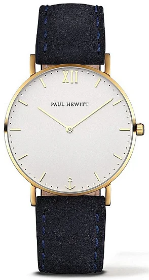 Paul Hewitt Sailor Line Gold White Sand Seude Navy Blue PH-SA-G-ST-W-6M
