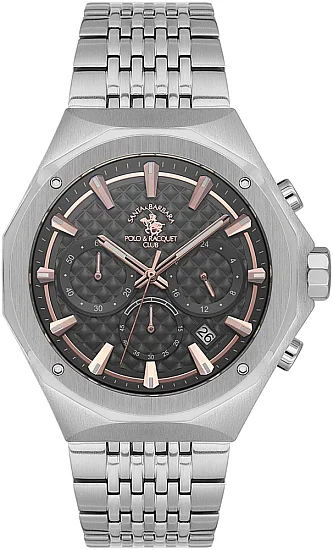 Santa Barbara Polo Legend Quartz Chrono Grey Dial Steel Bracelet SB510005-3