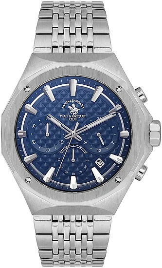 Santa Barbara Polo Legend Quartz Chrono Navy Blue Dial Steel Bracelet SB510005-2