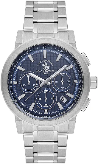 Santa Barbara Polo Legend Quartz Chrono Date Blue Dial Steel Bracelet SB110565-2