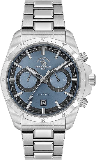Santa Barbara Polo Legend Quartz Chrono Date Blue Dial Steel Bracelet SB110698-5