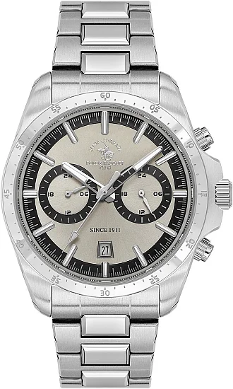 Santa Barbara Polo Legend Quartz Chrono Date Brown Dial Steel Bracelet SB110698-1