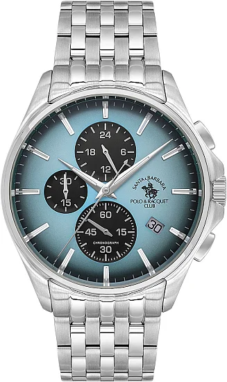 Santa Barbara Polo Legend Quartz Chrono Date Blue Dial Steel Bracelet SB410041-6
