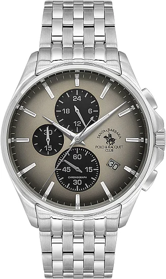 Santa Barbara Polo Legend Quartz Chrono Date Grey Dial Steel Bracelet SB410041-5