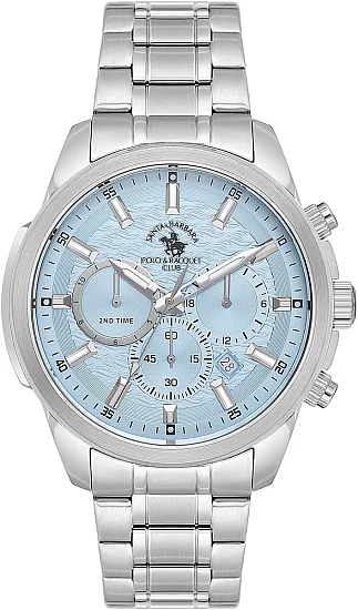 Santa Barbara Polo Legend Quartz Chrono Date Blue Dial Steel Bracelet SB410047-5