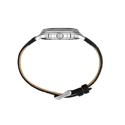 Santa Barbara Polo Noble Quartz Date Silver Dial Black Leather Strap SB.4.10038-1
