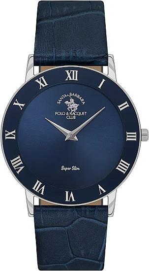Santa Barbara Polo Noble Quartz Navy Dial Navy Leather Strap SB110708-2