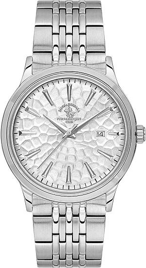 Santa Barbara Polo Noble Quartz Date Silver Dial Steel Bracelet SB410037-1
