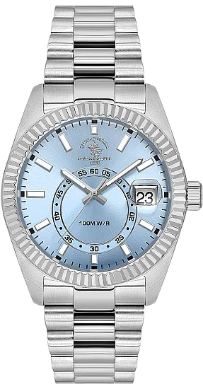 Santa Barbara Polo Legend Quartz Date Blue Dial Steel Bracelet SB110598-7