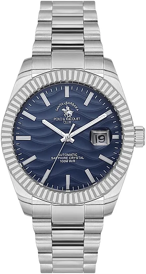 Santa Barbara Polo Luxury Automatic Date Blue Dial Steel Bracelet SB110654-2