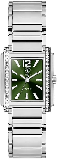 Santa Barbara Polo Luxury Lady Quartz Green Dial Steel Bracelet SB110547-2