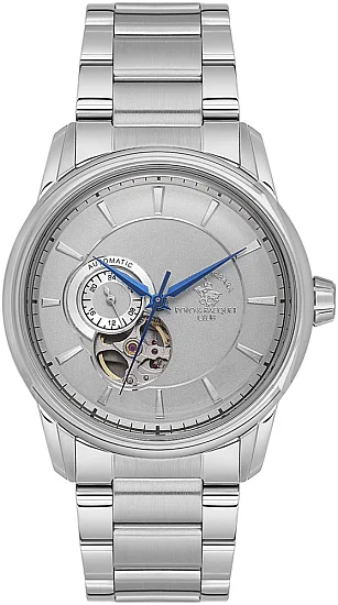 Santa Barbara Polo Luxury Automatic Open-Heart GMT Silver Dial Steel Bracelet SB110670-1