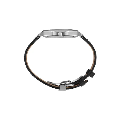 Santa Barbara Polo Noble Quartz Date Silver Dial Black Leather Strap SB.1.10672-1