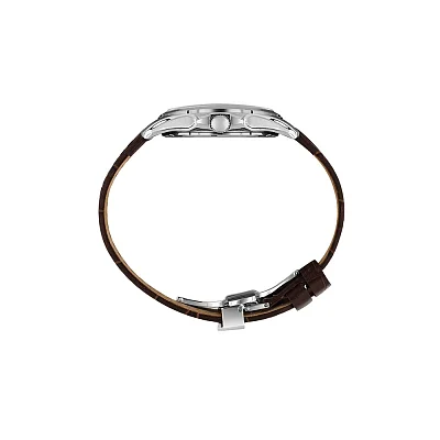 Santa Barbara Polo Noble Quartz Date Silver Dial Brown Leather Strap SB.1.10535-7