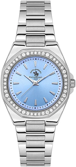 Santa Barbara Polo Unique Lady Quartz Blue Dial Steel Bracelet SB110647-2