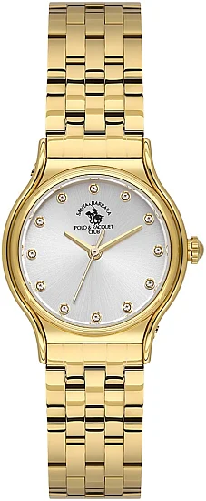 Santa Barbara Polo Unique Lady Quartz Silver Dial Gold Steel Bracelet SB110668-2