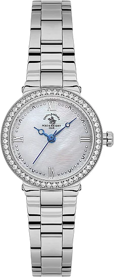 Santa Barbara Polo Unique Lady Quartz Pearl Dial Steel Bracelet SB110685-1