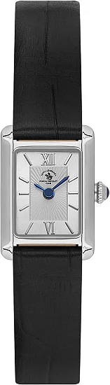 Santa Barbara Polo Unique Lady Quartz Silver Dial Black Leather Strap SB110694-1