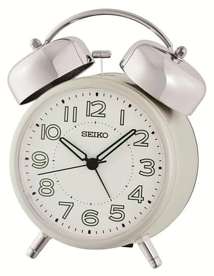 Seiko Budzik Okrągły Biały Podświetlany z Alarmem QHK063W