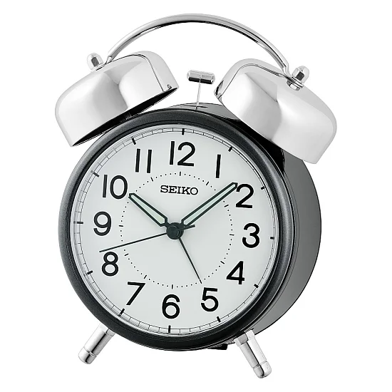 Seiko Budzik Okrągły Czarny Podświetlany z Alarmem QHK063K