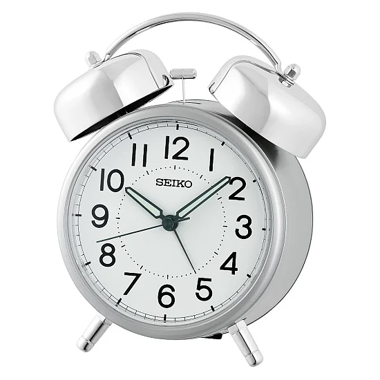 Seiko Budzik Okrągły Szary Podświetlany z Alarmem QHK063S