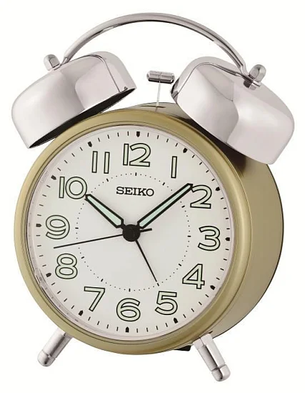 Seiko Budzik Okrągły Złoty Podświetlany z Alarmem QHK063G