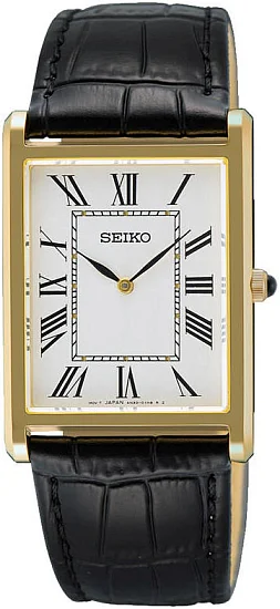 Seiko Classic Gent Rectangular Sapphire Yellow Gold PVD SWR104P1