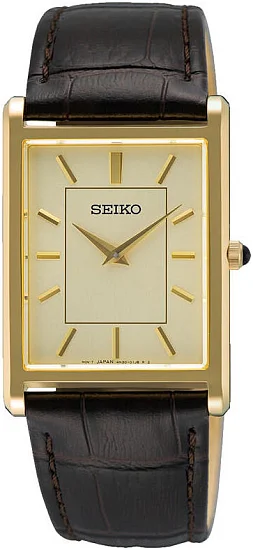 Seiko Classic Gent Rectangular Sapphire Yellow Gold PVD SWR106P1