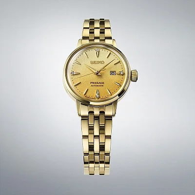 Seiko Presage Lady Automatic Cocktail Time Diamonds Yellow Gold PVD SRE018J1