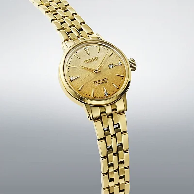 Seiko Presage Lady Automatic Cocktail Time Diamonds Yellow Gold PVD SRE018J1