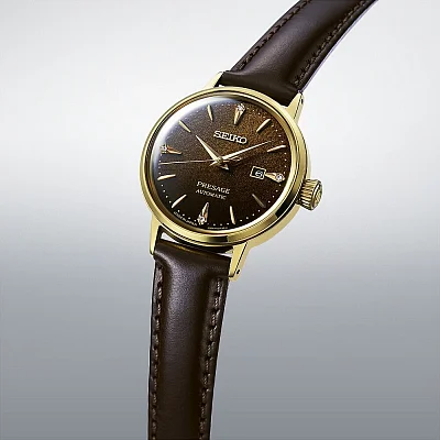 Seiko Presage Lady Automatic Cocktail Time Diamonds Yellow Gold PVD SRE020J1