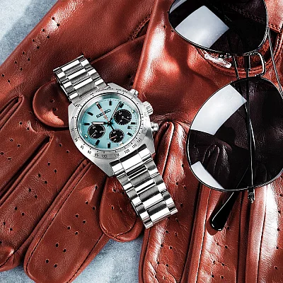 Seiko Prospex Land Speedtimer 39mm Solar Chrono Ice Blue Limited Edition Set SSC937P1