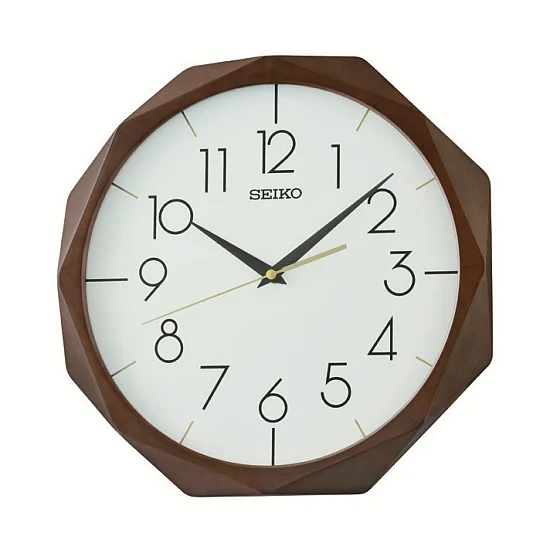 Seiko Zegar Ścienny Analogowy Okrągły Brązowy Retro QXA863B