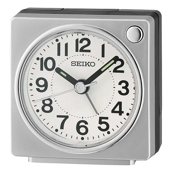 Seiko Zegar Biurkowy Analogowy Prostokątny Szaro-Czarny Podświetlany z Alarmem QHE196S