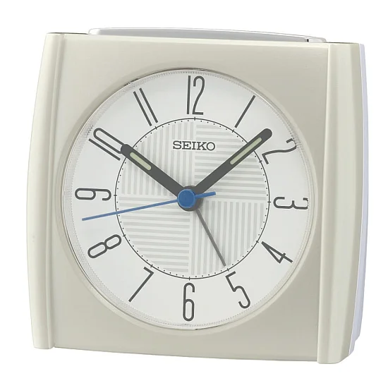 Seiko Zegar Biurkowy Analogowy Prostokątny Beżowy Podświetlany z Alarmem QHE205W