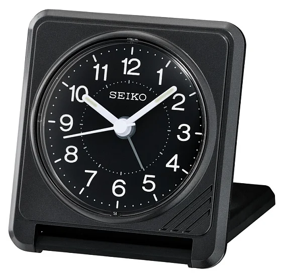 Seiko Zegar Biurkowy Analogowy Kwadratowy Czarny z Alarmem QHT015K