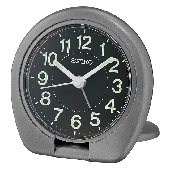 Seiko Zegar Biurkowy Analogowy Okrągły Szary z Alarmem QHT018T
