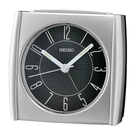 Seiko Zegar Biurkowy Analogowy Prostokątny Szary Podświetlany z Alarmem QHE205S