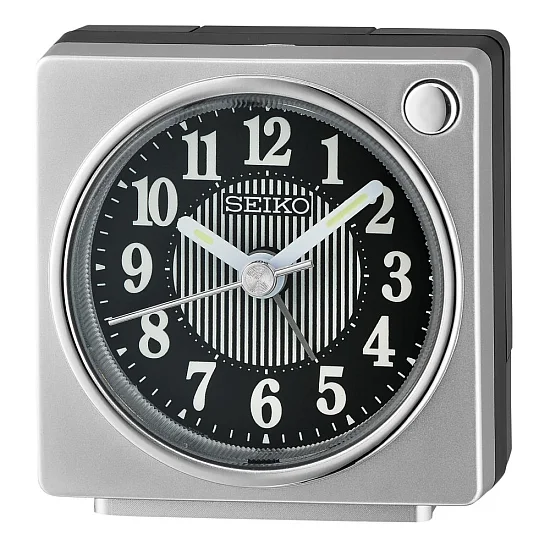 Seiko Zegar Biurkowy Analogowy Prostokątny Szary Podświetlany z Alarmem QHE197S