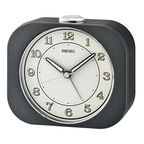 Seiko Zegar Biurkowy Analogowy Prostokątny Szaro-Czarny Podświetlany z Alarmem QHE195K
