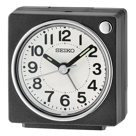 Seiko Zegar Biurkowy Analogowy Prostokątny Czarny Podświetlany z Alarmem QHE196K