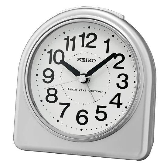 Seiko Zegar Biurkowy Analogowy Okrągły Szary Podświetlany z Alarmem QHR204S