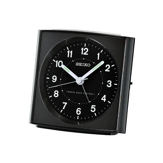 Seiko Zegar Biurkowy Analogowy Kwadratowy Czarny z Alarmem QHR022K