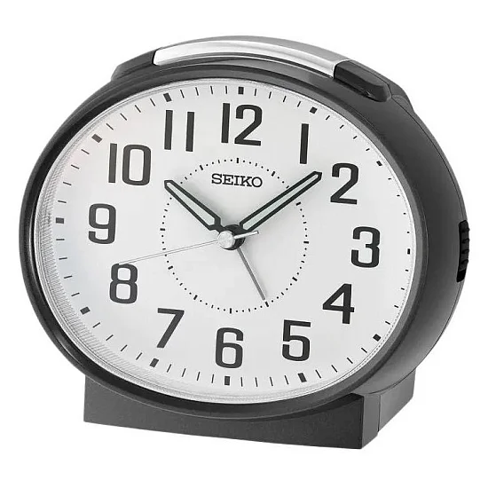 Seiko Zegar Biurkowy Analogowy Okrągły Czarny Podświetlany z Alarmem QHK059K