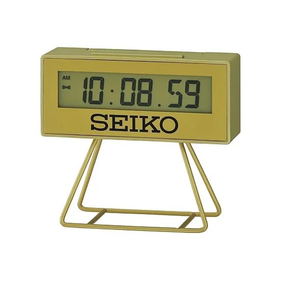 Seiko Zegar Biurkowy Cyfrowy Prostokątny Złoty Podświetlany z Alarmem QHL062G